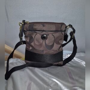 Coach Brown and Black Swingpack Crossbody Bag EUC